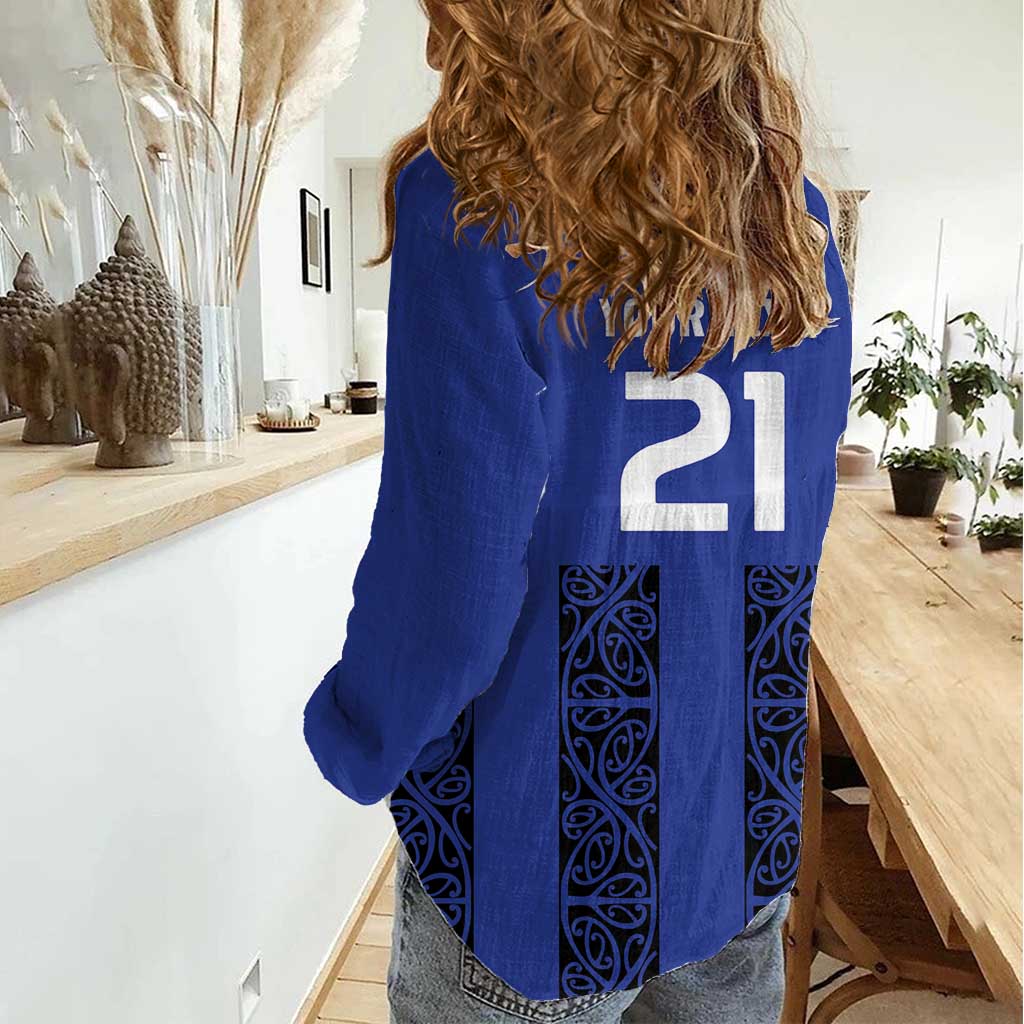 Custom Oceania Football NZ Auckland Women Casual Shirt Maori Tribal Pattern