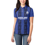 Custom Oceania Football NZ Auckland Women Polo Shirt Maori Tribal Pattern
