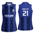 Custom Oceania Football NZ Auckland Women Sleeveless Polo Shirt Maori Tribal Pattern