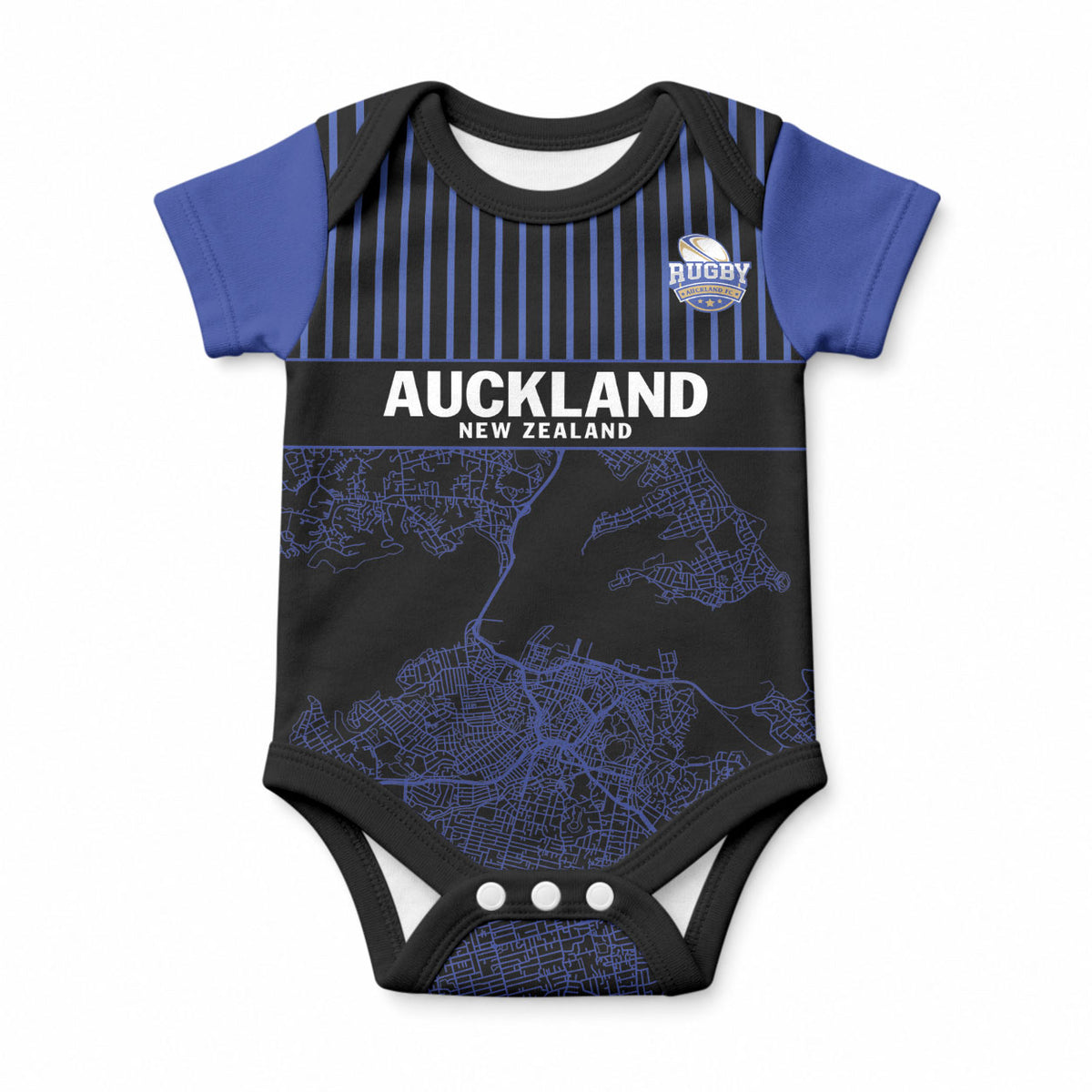 Custom Oceania Football NZ Auckland Baby Onesie Minimal City Map Style