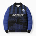 Custom Oceania Football NZ Auckland Bomber Puffer Jacket Minimal City Map Style