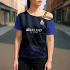 Custom Oceania Football NZ Auckland Cross Shoulder Shirt Minimal City Map Style