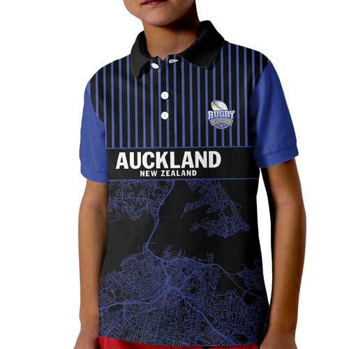 Custom Oceania Football NZ Auckland Kid Polo Shirt Minimal City Map Style