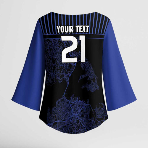 Custom Oceania Football NZ Auckland Kimono Sleeve Blouse Minimal City Map Style