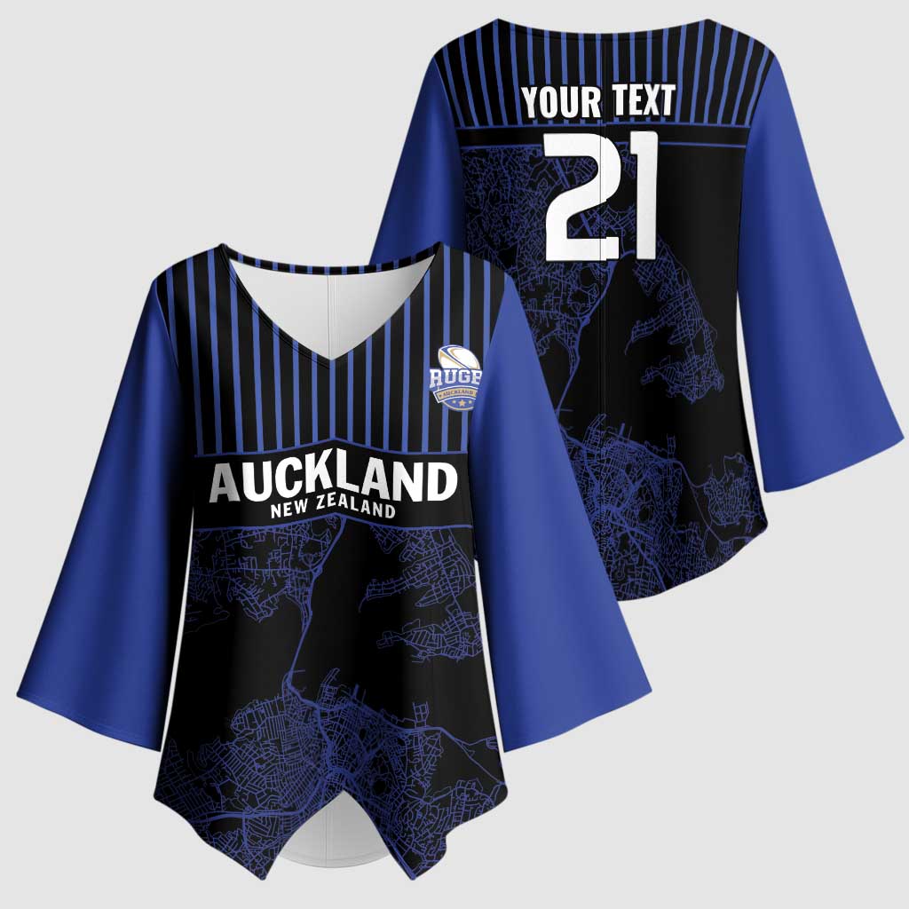 Custom Oceania Football NZ Auckland Kimono Sleeve Blouse Minimal City Map Style