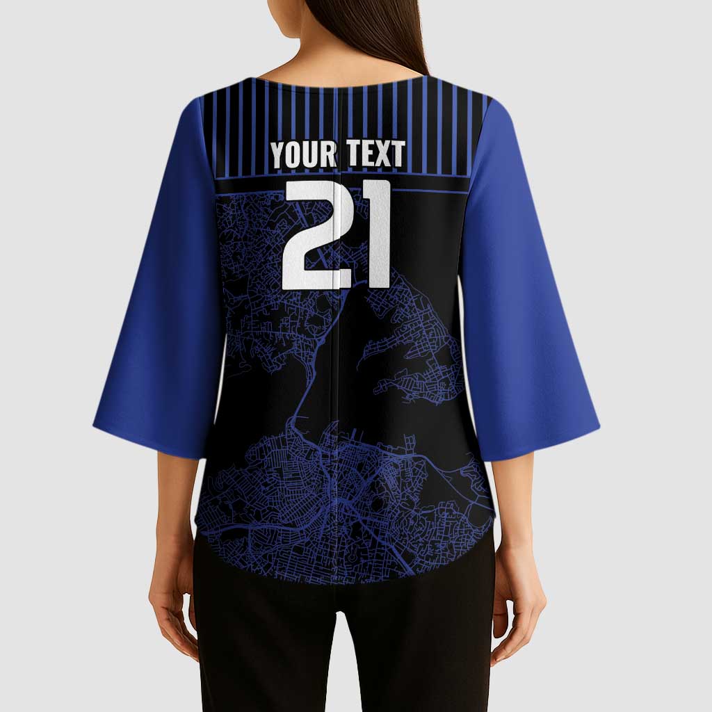 Custom Oceania Football NZ Auckland Kimono Sleeve Blouse Minimal City Map Style