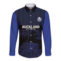 Custom Oceania Football NZ Auckland Long Sleeve Button Shirt Minimal City Map Style