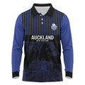 Custom Oceania Football NZ Auckland Long Sleeve Polo Shirt Minimal City Map Style