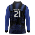 Custom Oceania Football NZ Auckland Long Sleeve Polo Shirt Minimal City Map Style