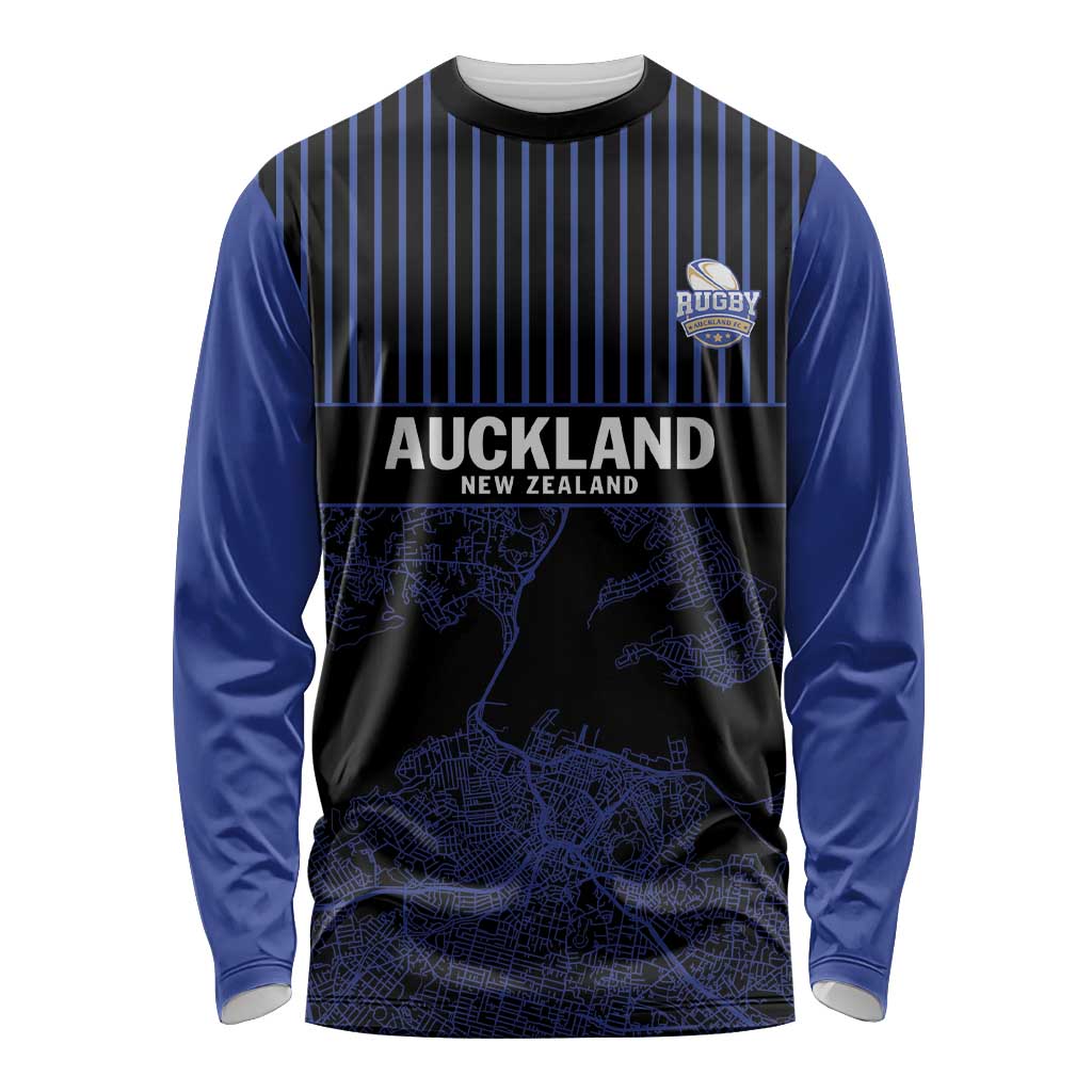 Custom Oceania Football NZ Auckland Long Sleeve Shirt Minimal City Map Style