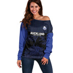 Custom Oceania Football NZ Auckland Off Shoulder Sweater Minimal City Map Style