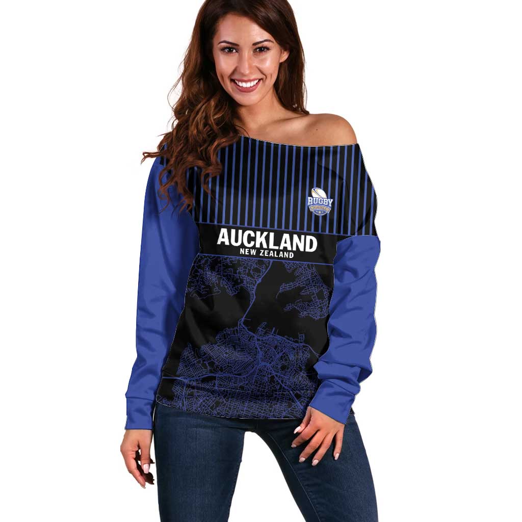 Custom Oceania Football NZ Auckland Off Shoulder Sweater Minimal City Map Style