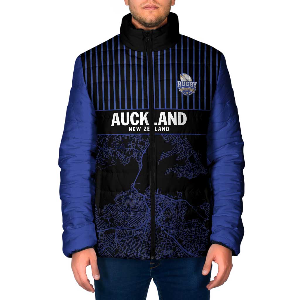 Custom Oceania Football NZ Auckland Padded Jacket Minimal City Map Style