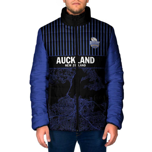 Custom Oceania Football NZ Auckland Padded Jacket Minimal City Map Style