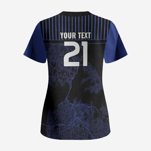 Custom Oceania Football NZ Auckland Scrub Top Minimal City Map Style