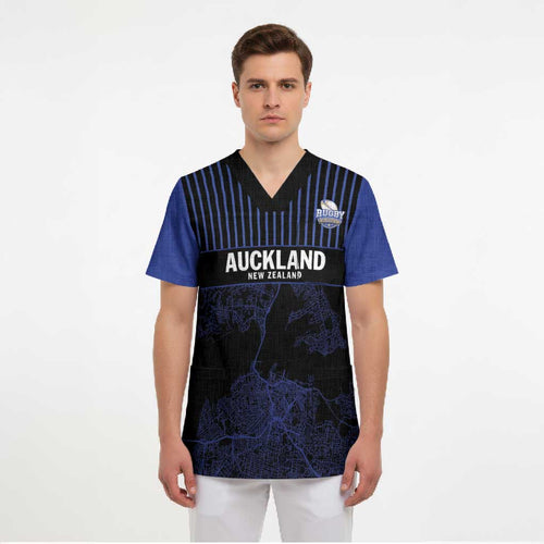 Custom Oceania Football NZ Auckland Scrub Top Minimal City Map Style