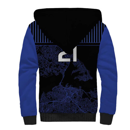 Custom Oceania Football NZ Auckland Sherpa Hoodie Minimal City Map Style