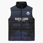 Custom Oceania Football NZ Auckland Sleeveless Puffer Jacket Minimal City Map Style