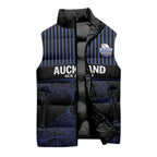 Custom Oceania Football NZ Auckland Sleeveless Puffer Jacket Minimal City Map Style