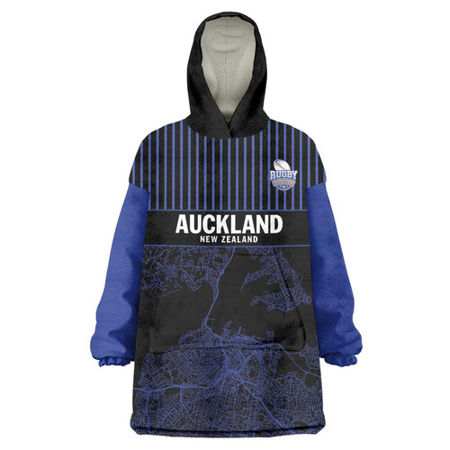 Custom Oceania Football NZ Auckland Wearable Blanket Hoodie Minimal City Map Style