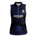 Custom Oceania Football NZ Auckland Women Sleeveless Polo Shirt Minimal City Map Style