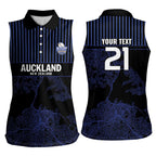 Custom Oceania Football NZ Auckland Women Sleeveless Polo Shirt Minimal City Map Style