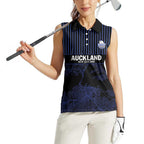 Custom Oceania Football NZ Auckland Women Sleeveless Polo Shirt Minimal City Map Style