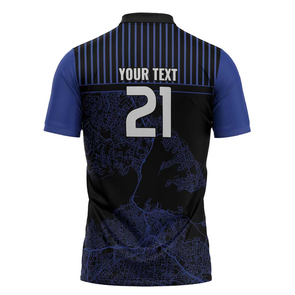Custom Oceania Football NZ Auckland Zipper Polo Shirt Minimal City Map Style