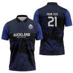 Custom Oceania Football NZ Auckland Zipper Polo Shirt Minimal City Map Style