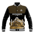 Custom Oceania Football NZ South Island Baseball Jacket Minimal Mount Cook Silhouette