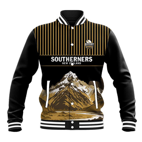 Custom Oceania Football NZ South Island Baseball Jacket Minimal Mount Cook Silhouette