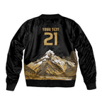 Custom Oceania Football NZ South Island Bomber Jacket Minimal Mount Cook Silhouette