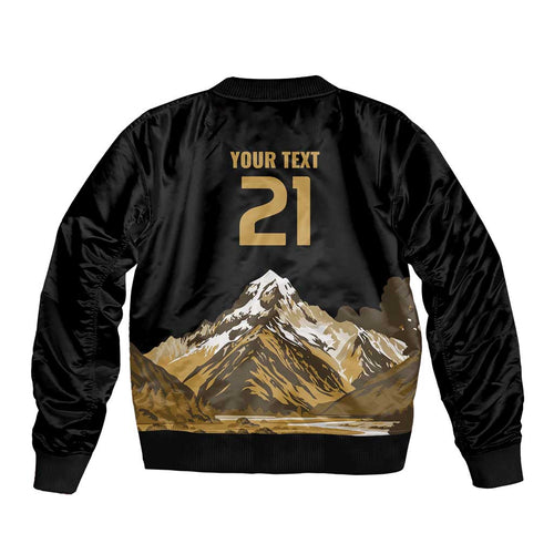 Custom Oceania Football NZ South Island Bomber Jacket Minimal Mount Cook Silhouette