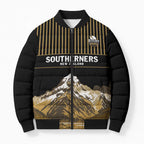 Custom Oceania Football NZ South Island Bomber Puffer Jacket Minimal Mount Cook Silhouette