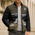 Custom Oceania Football NZ South Island Bomber Puffer Jacket Minimal Mount Cook Silhouette