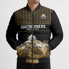 Custom Oceania Football NZ South Island Bomber Puffer Jacket Minimal Mount Cook Silhouette