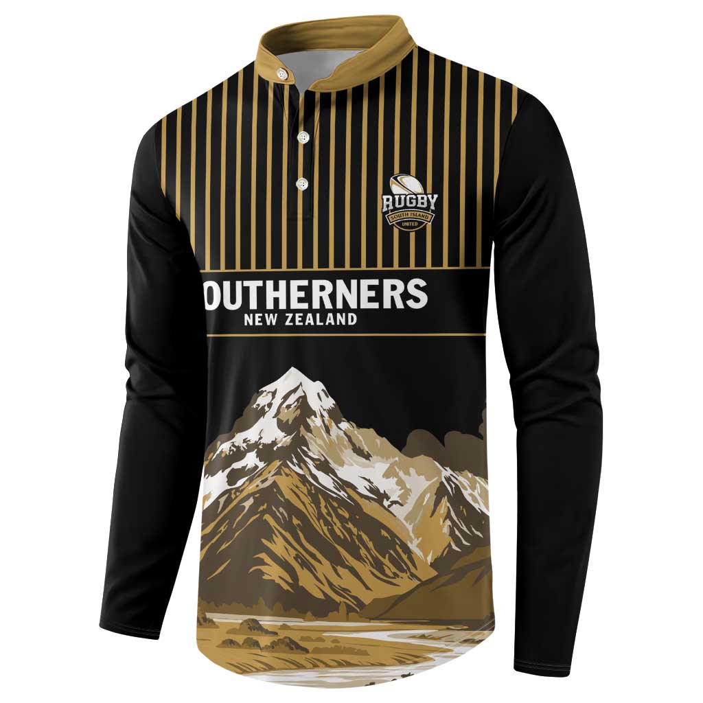 Custom Oceania Football NZ South Island Button Sweatshirt Minimal Mount Cook Silhouette