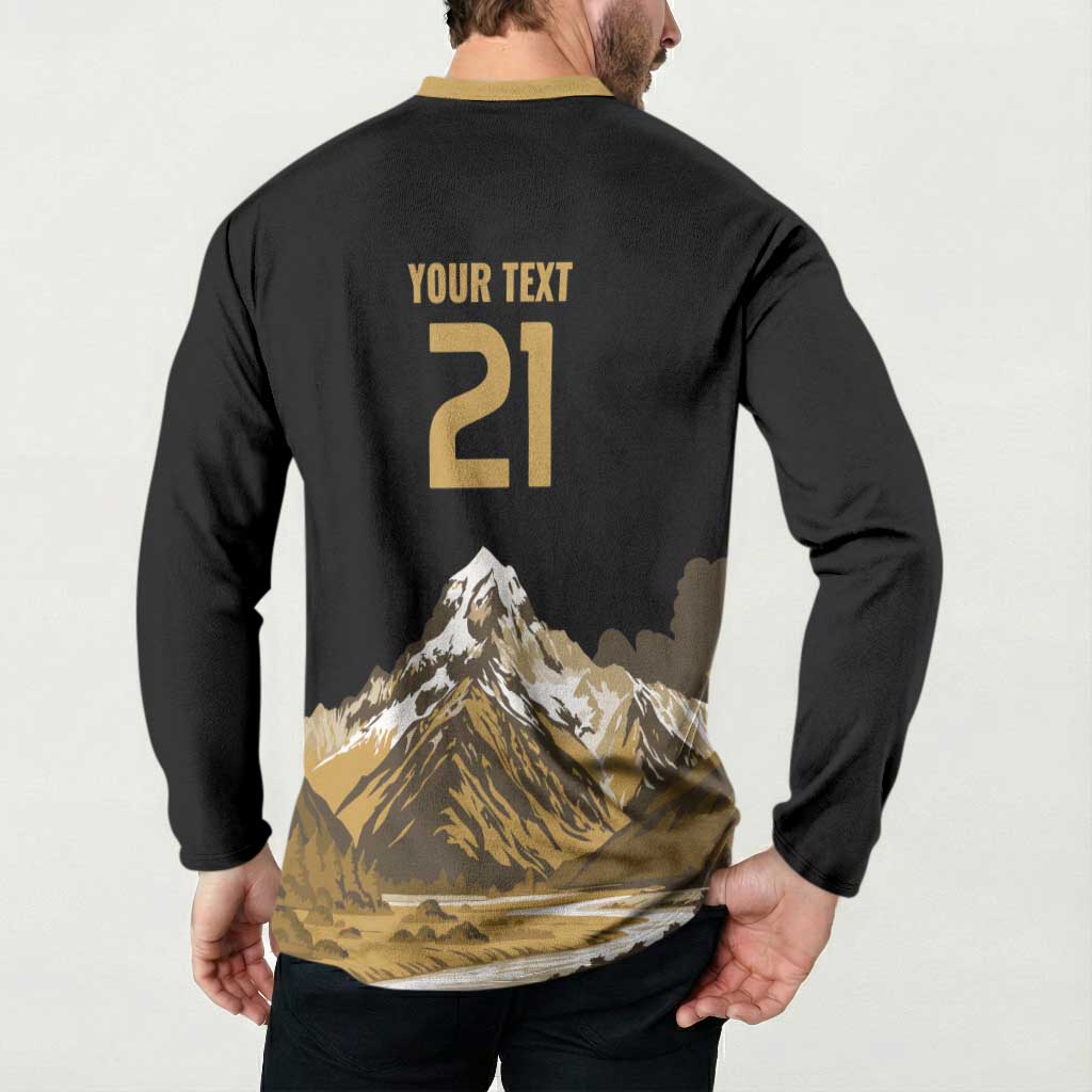 Custom Oceania Football NZ South Island Button Sweatshirt Minimal Mount Cook Silhouette