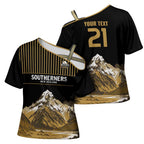 Custom Oceania Football NZ South Island Cross Shoulder Shirt Minimal Mount Cook Silhouette
