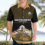 Custom Oceania Football NZ South Island Hawaiian Shirt Minimal Mount Cook Silhouette