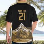 Custom Oceania Football NZ South Island Hawaiian Shirt Minimal Mount Cook Silhouette