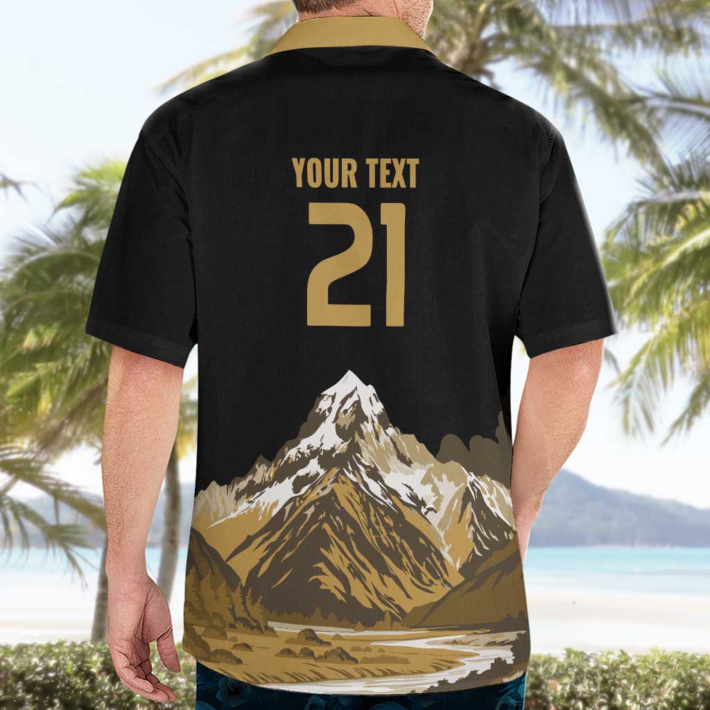 Custom Oceania Football NZ South Island Hawaiian Shirt Minimal Mount Cook Silhouette