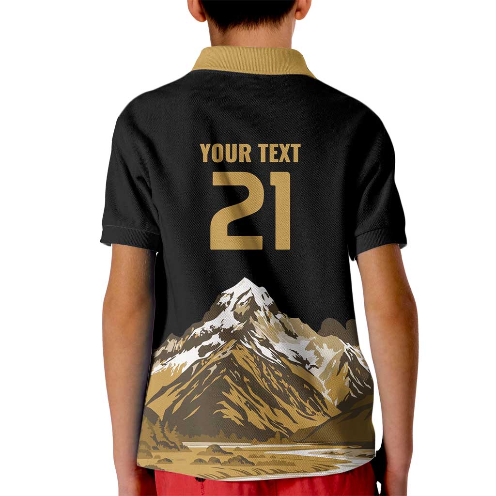 Custom Oceania Football NZ South Island Kid Polo Shirt Minimal Mount Cook Silhouette