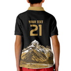 Custom Oceania Football NZ South Island Kid Polo Shirt Minimal Mount Cook Silhouette