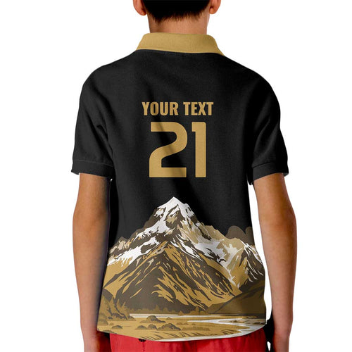 Custom Oceania Football NZ South Island Kid Polo Shirt Minimal Mount Cook Silhouette