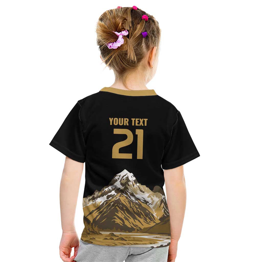 Custom Oceania Football NZ South Island Kid T Shirt Minimal Mount Cook Silhouette