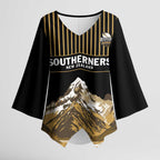Custom Oceania Football NZ South Island Kimono Sleeve Blouse Minimal Mount Cook Silhouette