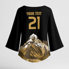 Custom Oceania Football NZ South Island Kimono Sleeve Blouse Minimal Mount Cook Silhouette