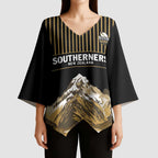 Custom Oceania Football NZ South Island Kimono Sleeve Blouse Minimal Mount Cook Silhouette