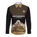 Custom Oceania Football NZ South Island Long Sleeve Button Shirt Minimal Mount Cook Silhouette